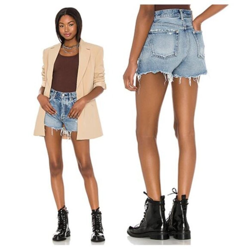 NEW Moussy Vintage Packard Distressed Denim Shorts Women's Blue Size: 29